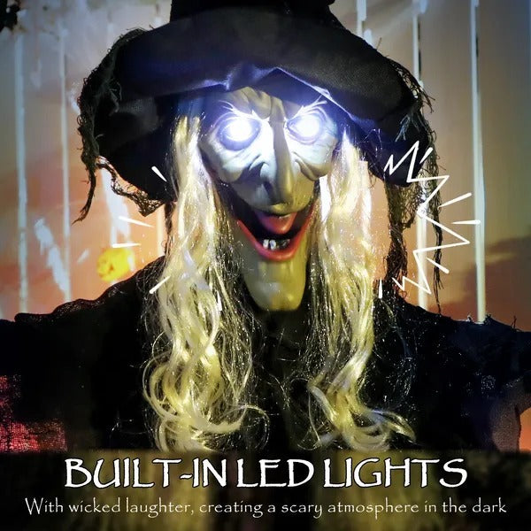 Life Size Halloween Animated Hanging Witch With Glowing LED Eyes, Scary Halloween Decorations, Battery Operated EX-STOCK Canada 