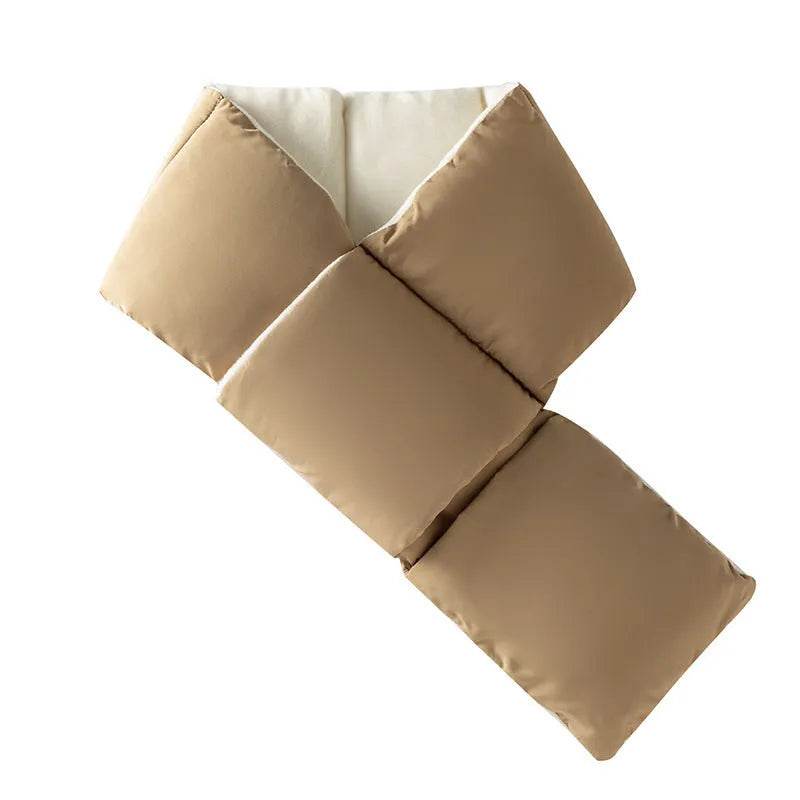 Warm Cross-design Pocket Scarf For Women Winter Outdoor Sports Skiing Cold-proof Down Cotton Plus Velvet Short Scarf - EX-STOCK Canada