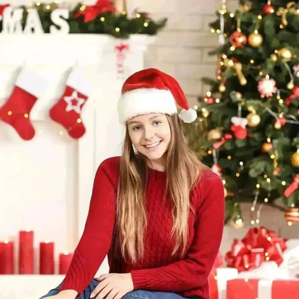 Christmas Hat LED Light Plush Children's Adult Christmas Decorations Christmas Supplies Luminous Santa Hat Home Decoracion - EX-STOCK CANADA