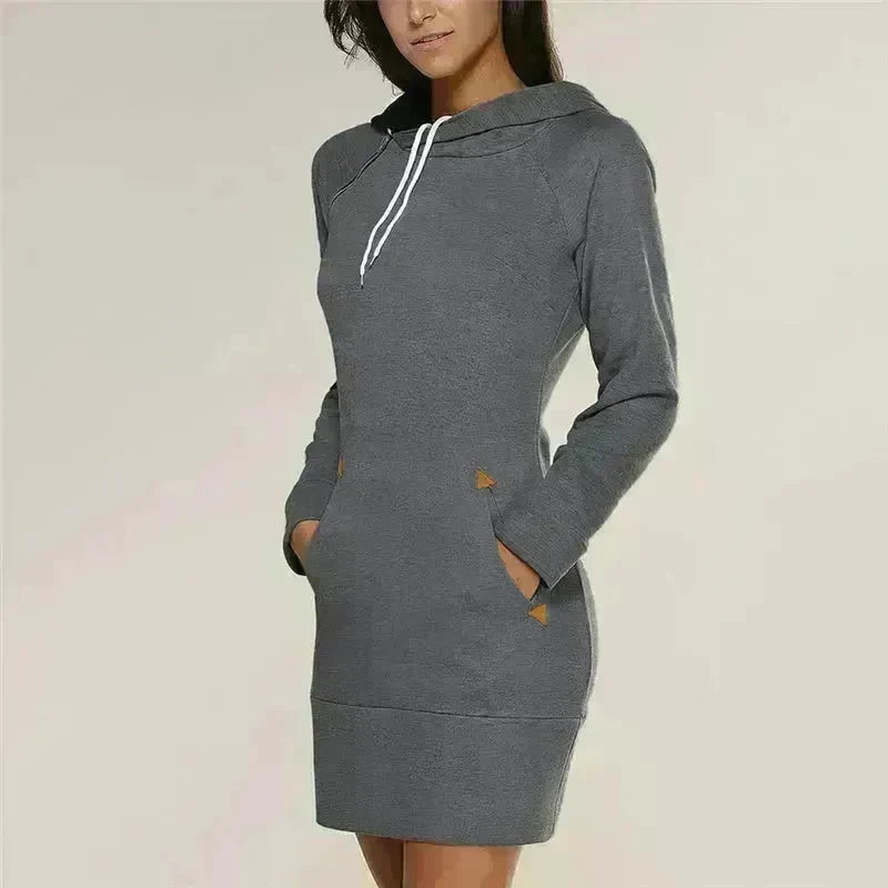 Women New hooded zipper pullover mid-length sweater - EX-STOCK CANADA