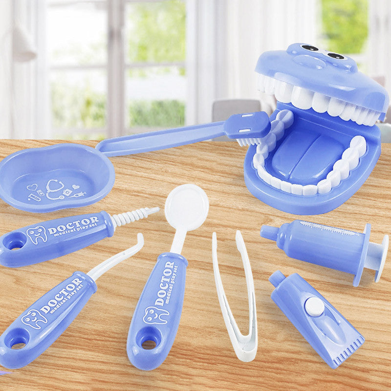 Kids’ 9-Piece Pretend Dentist Toy Set – Blue, Pink, Yellow & Green