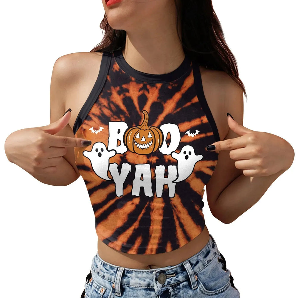 Halloween Printed Skeleton Skull Vest crop Top For Women - EX-STOCK CANADA