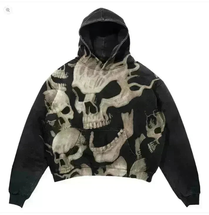 Men Skull Gothic Vintage Hoodie Sweatshirt Pullover top - EX-STOCK CANADA