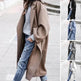 Lapel Single Breasted Women Winter Solid Woolen Trench Coat Long Jacket - EX-STOCK Canada