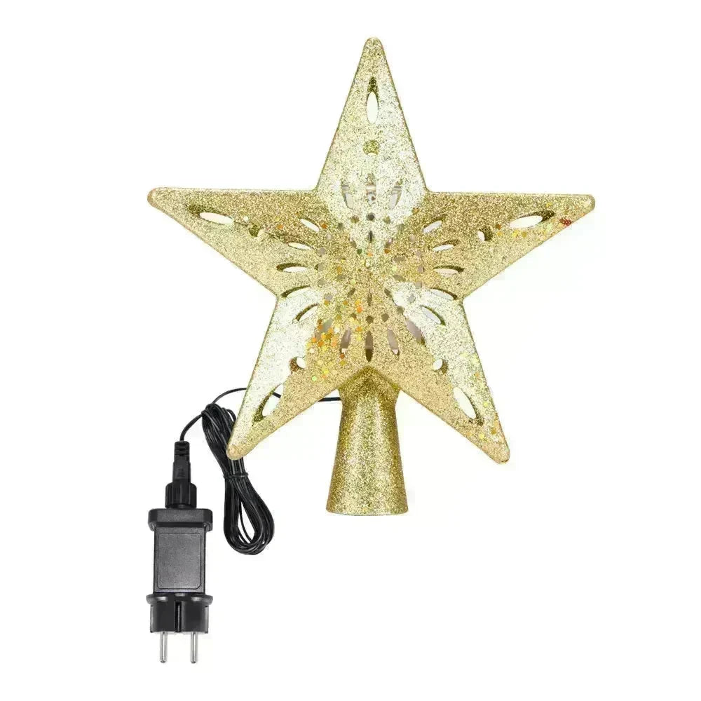 Christmas Tree Top Light Star Snowflake Shape LED Laser Projector Lights Christmas Tree Ornament - EX-STOCK CANADA