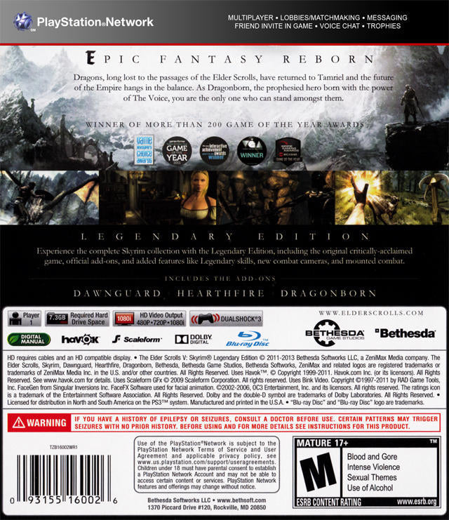 The Elder Scrolls V : Skyrim [Édition Légendaire] 