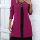 Contrast Color Buckled Round Neck Fashion Winter Sweater Dress - EX-STOCK Canada