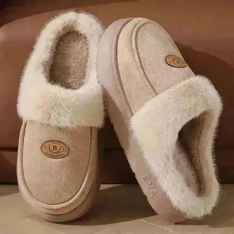 Winter Plush Slippers For Men Casual All-match Warm Suede House Shoes Indoor Non-slip Floor Bedroom Slipper - EX-STOCK CANADA