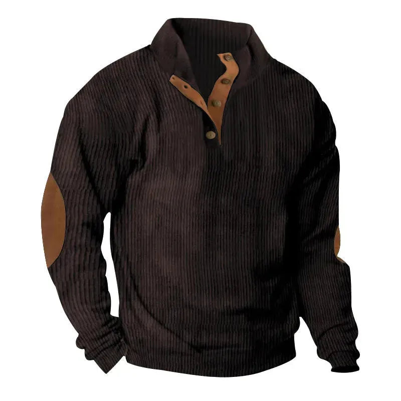 Corduroy Casual Stand Collar Long-sleeved Sweater men - EX-STOCK CANADA