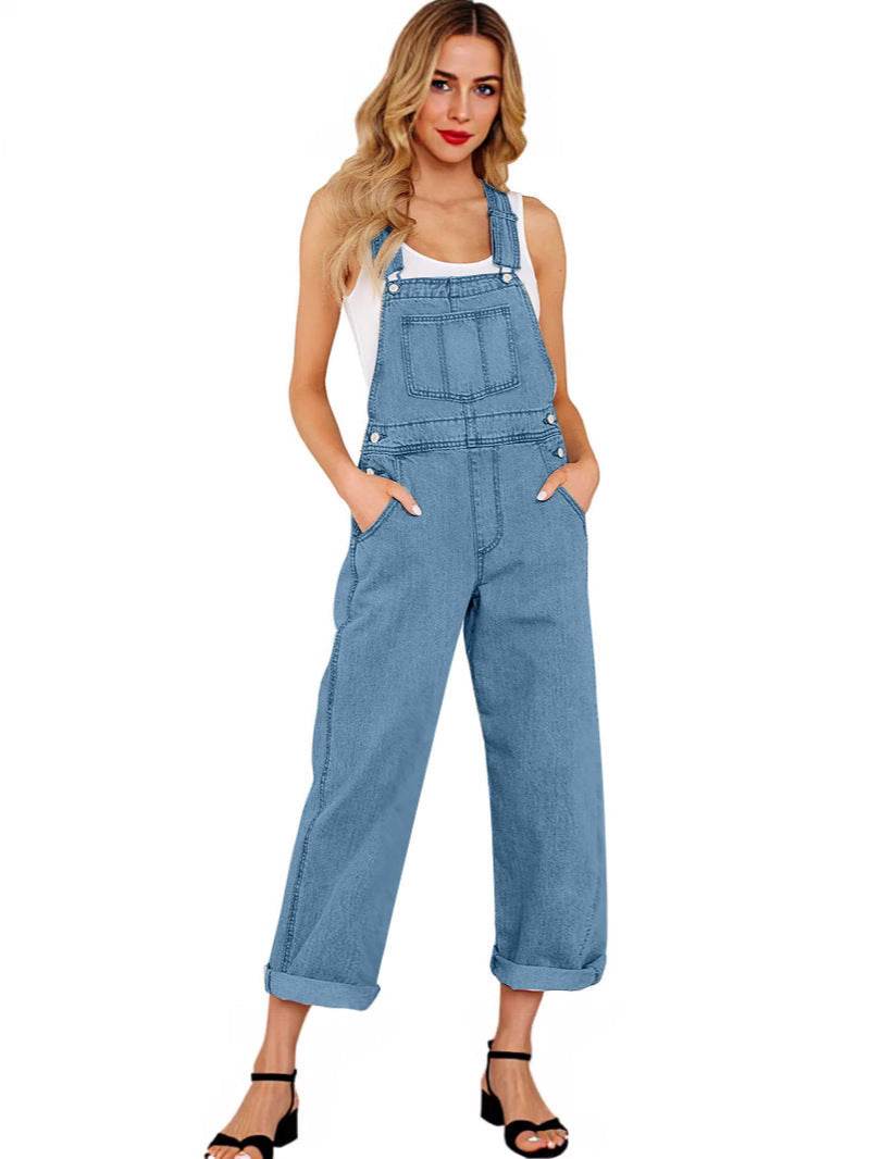 Loose Women's Denim Suspender Pants EX-STOCK Canada 