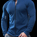 Muscle Fit Long Sleeve Zip Up Quick Drying Sport Workout Gym T-shirt for Men - EX-STOCK Canada