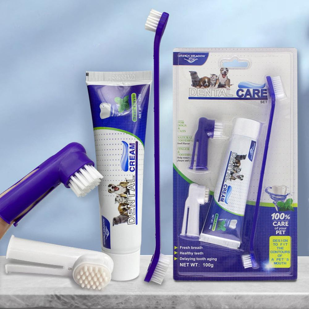 Pet Dog Beef Flavor Toothpaste Toothbrush Set Oral Cleaning 