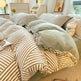 Nordic Striped Coral Fleece Duvet Cover Flannel Sheet Cover Three-piece Set EX-STOCK Canada 