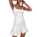 New Ruffles Trumpet Dress Women Sleeveless Spaghetti Strap Slim Summer Dress Party Short Dresses Vestidos - EX-STOCK CANADA