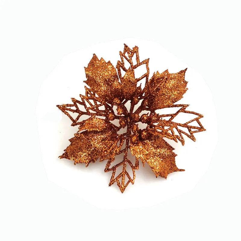 Glitter Artifical Christmas Flowers Christmas Tree Decorations For Home Fake Flowers Xmas Ornaments New Year Decor - EX-STOCK Canada