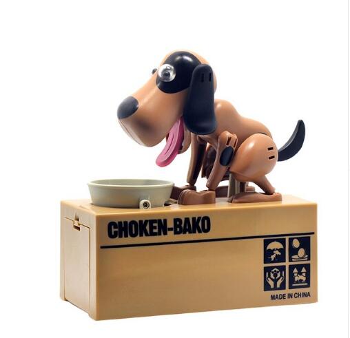 Dog-shaped mechanical bank with 'CHOKEN-BAKO' branding on a white background