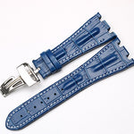 Blue Royal Oak Style Genuine Leather Watch Strap – 28mm Butterfly Clasp