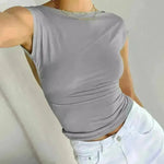 Slim Fit Backless Crop Top Summer Charming Breathable Short Sleeve  Low Back Top  Tank Top for Women - EX-STOCK CANADA