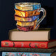 Painted Book Coffee Cup Unique Book Stacking Coffee Cup - EX-STOCK Canada