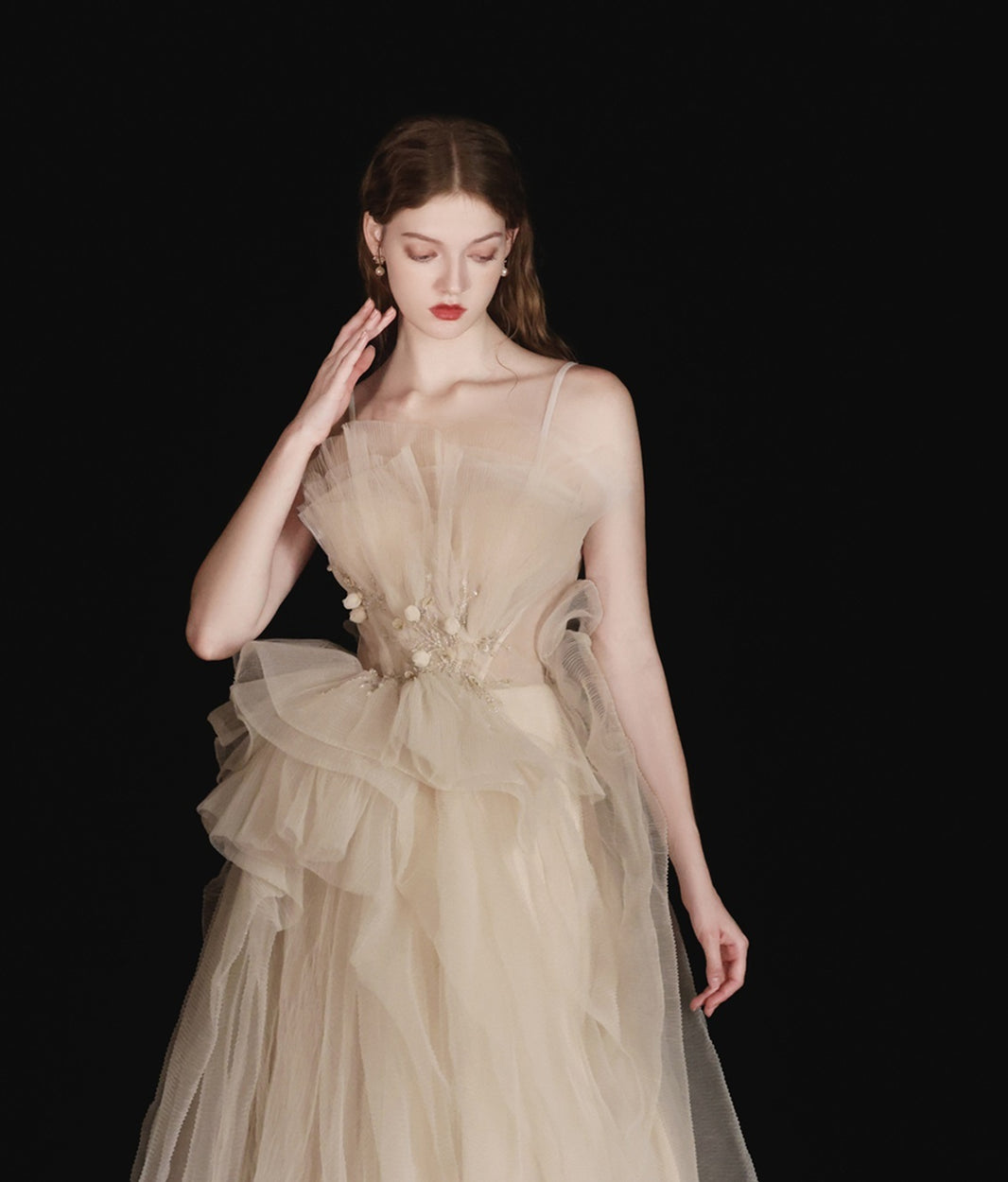 Champagne Annual Meeting Dinner Ladies Belt Long Dress EX-STOCK Canada 