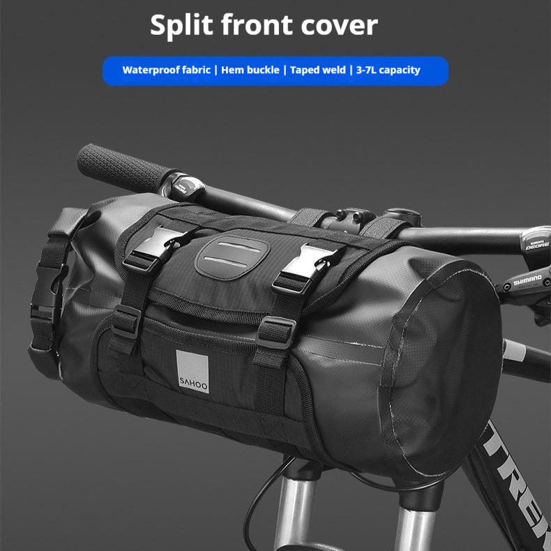 Adjustable Bicycle Saddle Bag – Roll-Top Handlebar Bag 3–7L, Black
