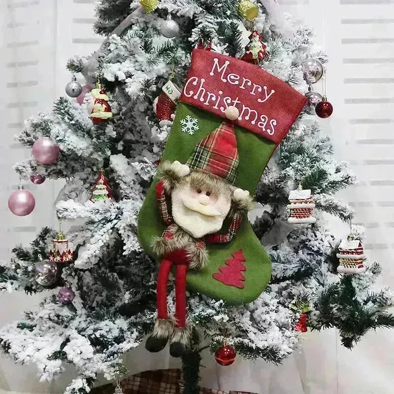 2024 New Year Xmas Big Stockings Set Decorations Christmas 3D Plush Big Sock Christmas Tree Pendant Decorating Supplies - EX-STOCK CANADA