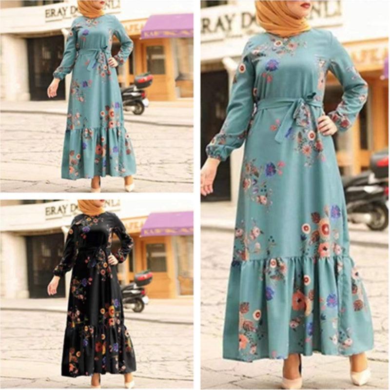 Turkish Muslim Women's Long Sleeve Printed Robe - EX-STOCK Canada