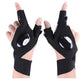 LED Outdoor Flashlight Fishing Half Finger Sports Lighted Gloves - EX-STOCK Canada