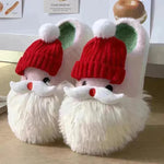 Cute Christmas Santa Claus Home Slippers Winter Warm Indoor Non-slip Floor Plush Shoes For Women - EX-STOCK CANADA