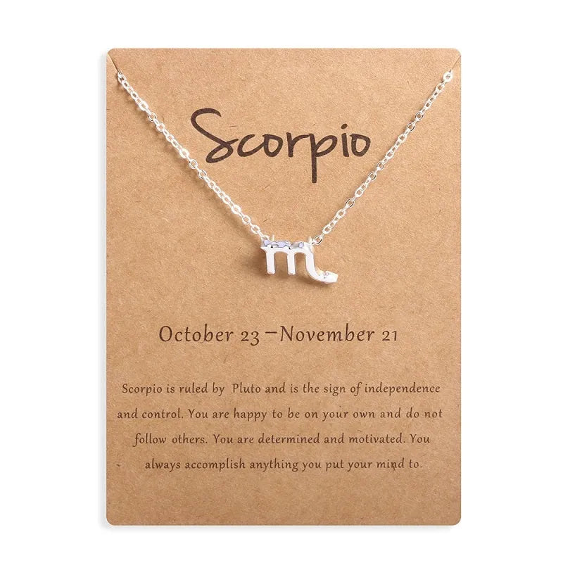 12 Zodiac Sign Necklaces With Gift Card Constellations Pendant Necklace Jewelry - EX-STOCK CANADA
