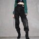 Women Black High Waist Pencil Pants Pockets Patckwork Hollow Out Pants Fashion Women Streetwear Cargo Pants Women Pants - EX-STOCK Canada