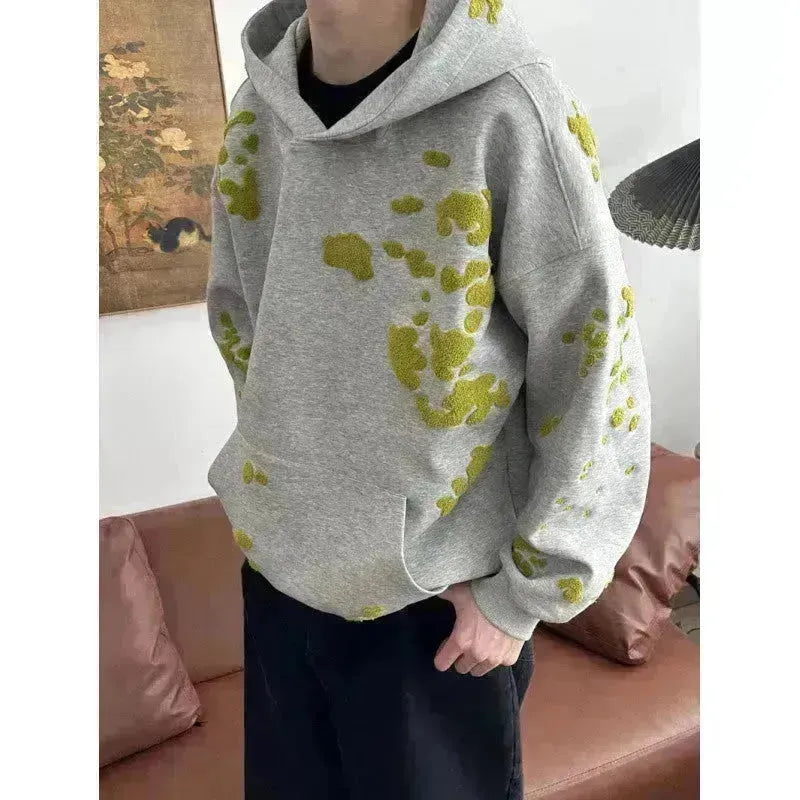 Pullover una felpa con cappuccio muschio di cotone unisex