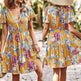Women Casual floral summer dress Printed V-neck short sleeve Mini Dress - EX-STOCK Canada