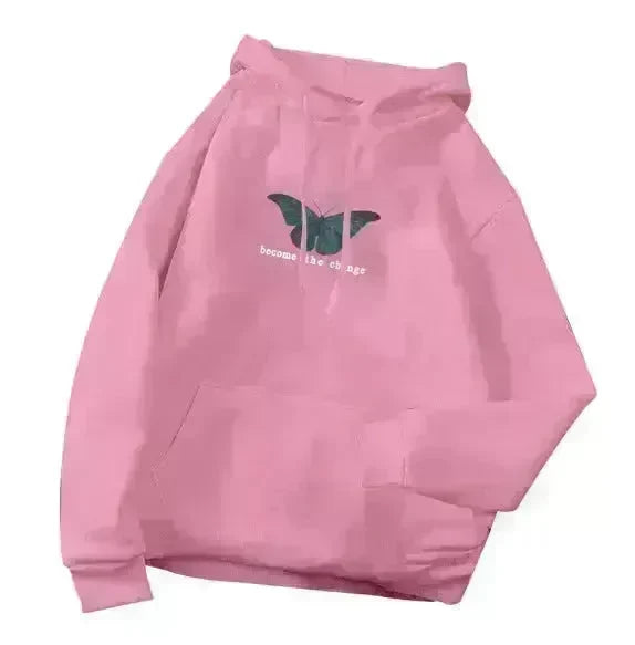 Women Single Butterfly Autumn And Winter Loose Hoodie Pullover sweatshirt - EX-STOCK CANADA