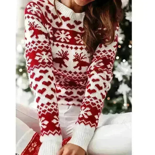 Christmas Elk Long Sleeve Knitted Sweater - EX-STOCK CANADA