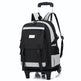 Black and gray backpack with wheels on a white background