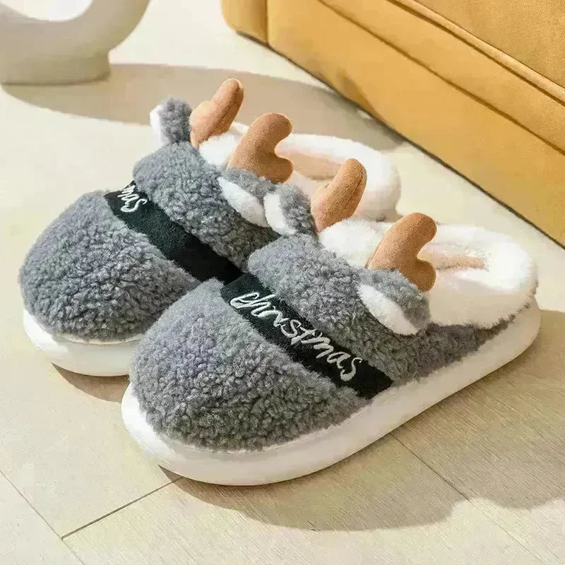 Christmas Shoes Winter Home Slippers Elk Soft Cozy Bedroom Slipper Slip On House Shoes - EX-STOCK CANADA