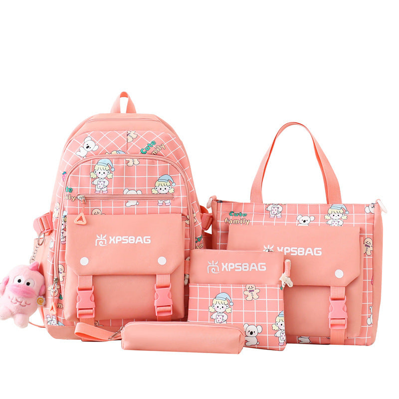Backpack Primary School Girls Schoolbag Women's Four-piece Set EX-STOCK