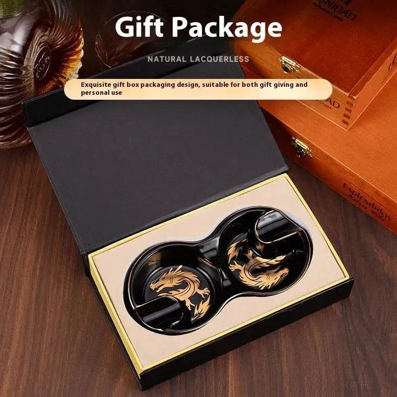 Portable 8-shaped Double Smoke Groove Ceramic retro Cigar Ashtray - EX-STOCK Canada