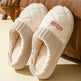 Solid Rhombic Letter Home Slippers Winter Warm Non-slip Floor Bedroom Plush Slipper For Couple House Shoes Women Men - EX-STOCK Canada