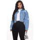 Fashionable Ripped Long sleeve Denim Jeans Crop jacket women short denim jacket oversized cropped denim jacket - EX-STOCK Canada