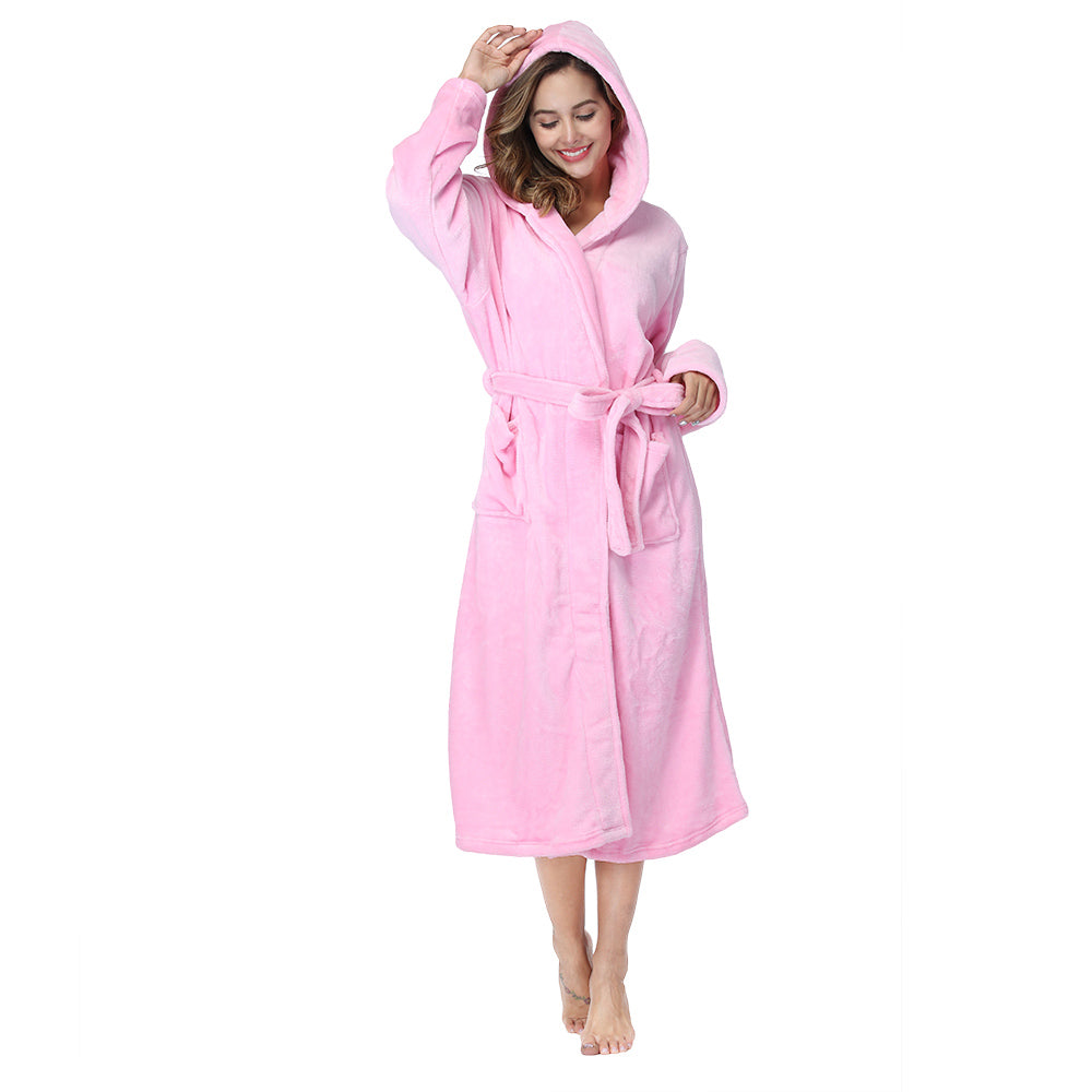 RONGTAI Womens Long Robes Plush Fleece Nightgown Thick Hooded Bathrobe With Pockets Fluffy Sleepwear For Men EX-STOCK Canada 