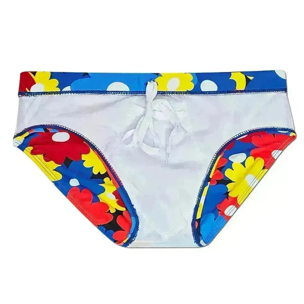 Flower Colorful Printing Swim Briefs - EX-STOCK CANADA