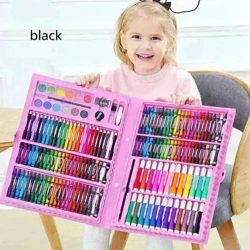Double Panel Easel Version Watercolor Pen Set Brush Crayon Oil Pastel Children Painting Coloring Drawing Art set. - EX-STOCK CANADA