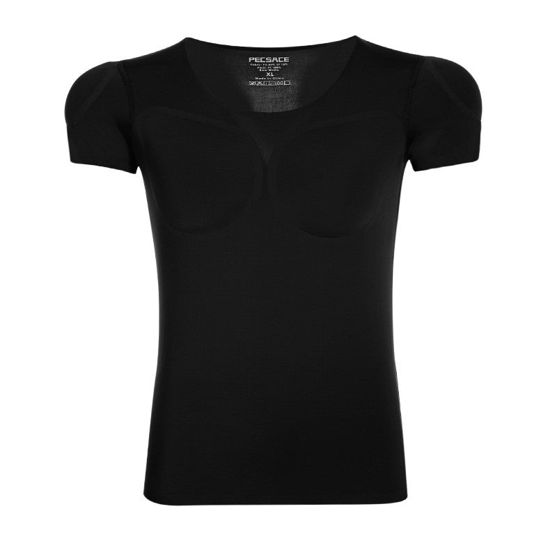 Men's Invisible Shoulder Pad Fake Chest T-Shirt – Removable Muscle Pad (S–XL)