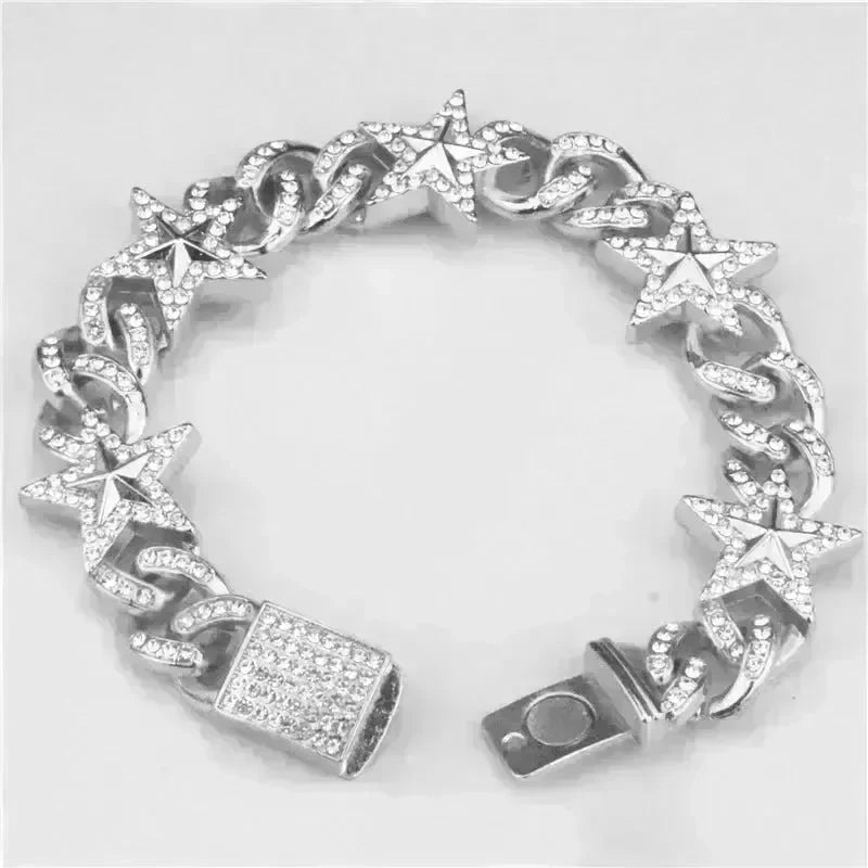 Hipster Five-pointed Star Cuban Link Chain Bracelet - EX-STOCK CANADA