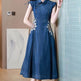 New Modified Version Denim Jeans Flared Midi Dress Female Machine Embroidery Retro - EX-STOCK Canada