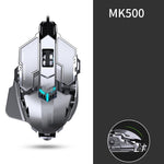 Mechanical gaming mouse with MK500 branding on a white background