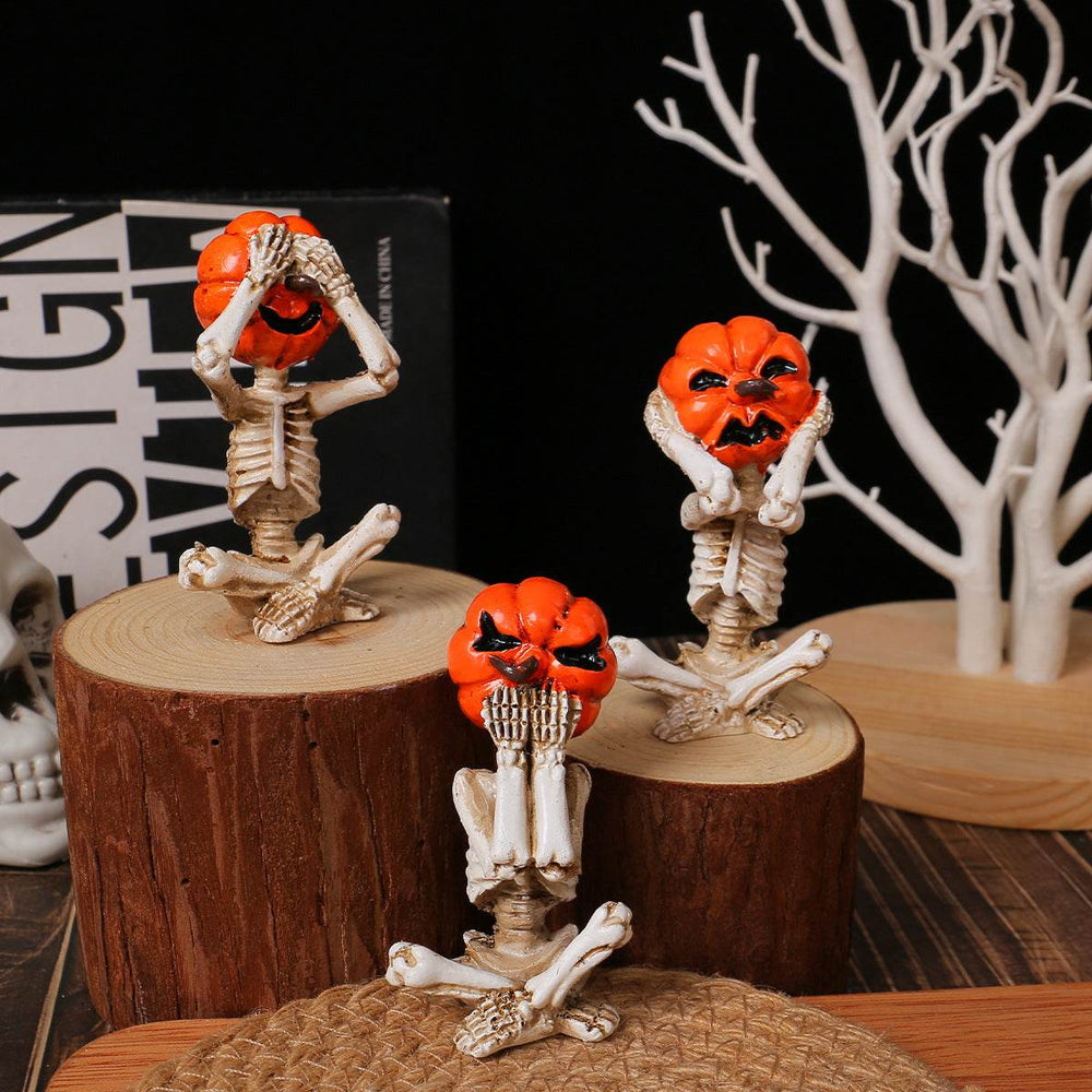 Pumpkin Head Skull Doll Ornaments Home Halloween Layout Props - EX-STOCK Canada