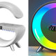 G-Shaped LED Lamp with Bluetooth Speaker & 15W Wireless Charger – App-Controlled Atmosphere Light for Bedroom
